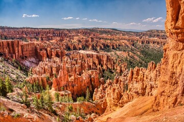 Bryce Canyon National Park in Utah. Beautiful view of the hoodoos. The edge of the Paunsaugunt Plateau. Travel in the USA. High quality photo