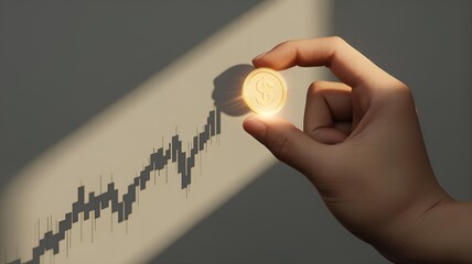 Coin shadow projection showcasing profitable financial growth and investment