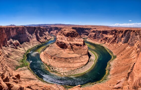 Horseshoe Bend, Arizona USA. Horseshoe Bend is a horseshoe-shaped valley meander of the Colorado River near the town of Page in the USA. High quality photo