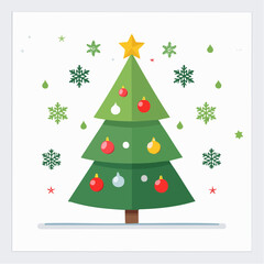 Obraz premium Christmas tree with ornaments and snowflakes