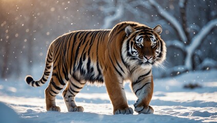 Obraz premium a siberian tiger on the snow