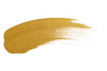 A dynamic, shimmering golden glitter brush stroke, textured and vibrant, with a rough, fading right edge for artistic accent. background removed