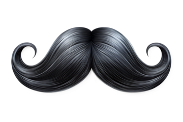  Black mustache. Gentleman curled facial hairstyle, barbershop decoration design symbol isolated on White Background ,PNG. AI Generated 