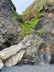 Basalt Columns and Black Sand Beach at Reynisfjara, Vík í Mýrdal, South Iceland