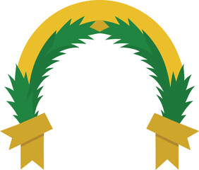 Winter Arch Decoration Design Gold Ribbon and Green Pine Branches Festive Season Graphic Element Vector Art