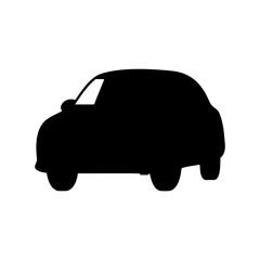 Silhouette of a small car isolated on white background in simple design