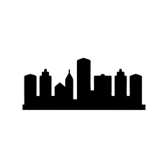 Fototapeta premium Silhouette of a modern city skyline against a white background in vector format
