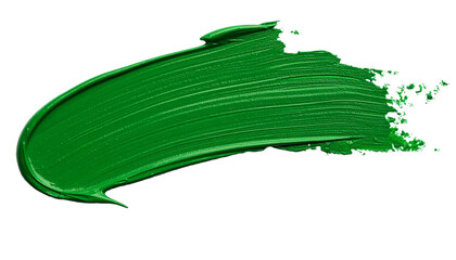 textured abstract green paint stroke isolated on transparent background, png