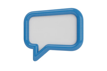 Naklejka premium A glossy 3D blue speech bubble with a white interior, representing communication or dialogue. Modern design for messages, chats, and notifications. background removed