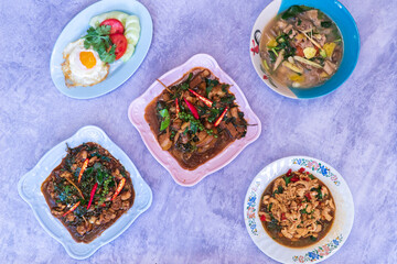 Stir Fried Wild Boar with Red Chili on top table
