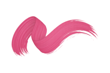A dynamic, vibrant pink brush stroke forms a twisted wave-like shape, showcasing fluid motion and artistic texture against a solid background. background removed