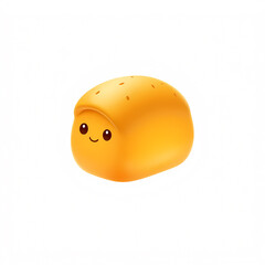 Fototapeta premium Cute Loaf of Bread Icon with Happy Smiling Face - Adorable 3D Render Illustration for Baking and Food Themes