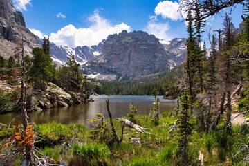 The Loch Lake via Glacier Gorge Trail, Colorado Rocky Mountains. Very beautiful mountain lake in the national park above Estes Park. Quality photo