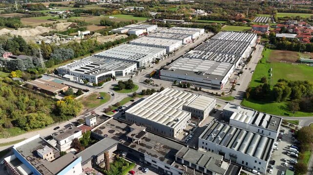 Aerial view of Brianza industrial area, Italy