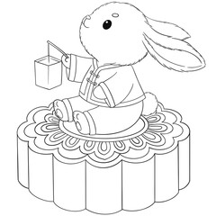 Rabbit With Lantern and Moon cake