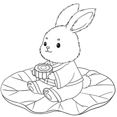Cute Rabbit with Moon Cake