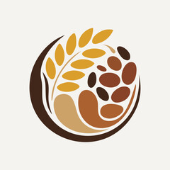 Grain and Coffee Beans Abstract Swirl Logo  Food Bakery or Brewing Vector
