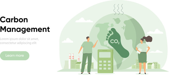 Carbon management and co2 reduction sustainability concept. ESG, green and sustainable industry vector illustration