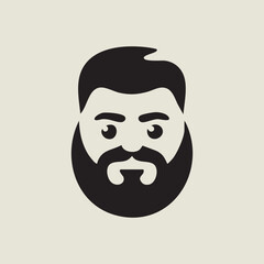 Bearded Man Avatar Icon Hipster Face Monochromatic Vector