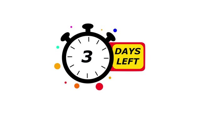 7 days count 2D animation motion graphics seven running numbers counting days, 0 to 7 seconds countdown, 5,10, day counting, zero to 7. 4K HD 1 week video with chroma key white background