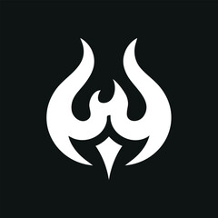 Abstract White Flame Icon Stylized Fire Logo Vector