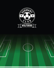 City of Wolfsburg Stamp Seal with Germany Football green field, Vector Illustration Abstract Editable image, Social Media Post