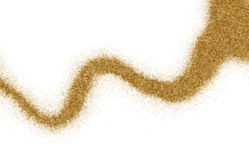 A shimmering golden glitter wave or path on a dark transparent background, creating a festive and luxurious abstract design element. background removed