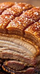 Gourmet Roasted Pork Belly with Crispy Crackling and Sea Salt Flakes