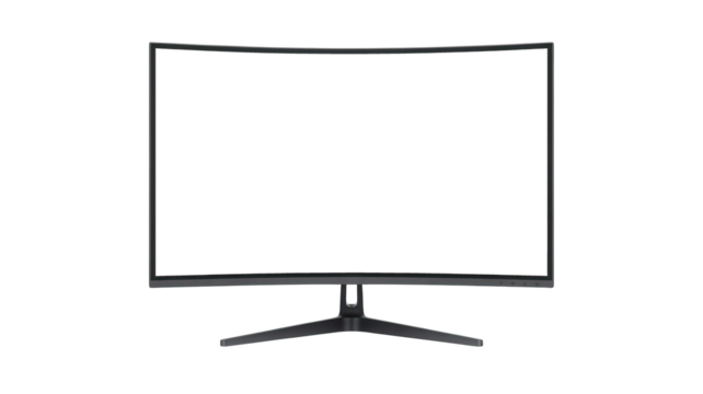Modern black computer monitor with a sleek stand isolated on transparent background - Powered by Adobe