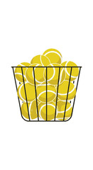 Basket Overflowing with Bright Yellow Tennis Balls.