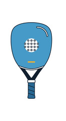 Blue Padel Racket Illustration with Perforated Surface and Wrapped Handle.