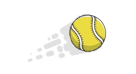Illustrated Tennis Ball with Motion Blur Effect on White Background.