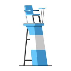 Illustration of a lifeguard chair with a blue and gray color scheme.