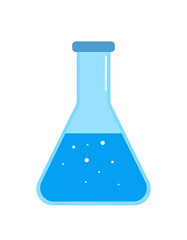 Transparent illustration of a science flask filled with blue liquid