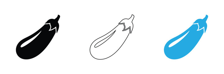 Discover diverse eggplant icons offering solid, outline, and bold blue options. Ideal for recipes, health blogs, and culinary branding, these versatile visuals enhance any food-related project.
