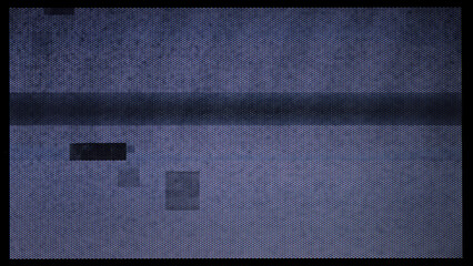 screen texture of an old VHS video tape file, with a blue color dot background and a grainy film...