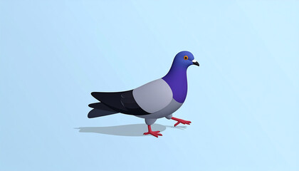 Fototapeta premium Cartoon pigeon walking with a light blue background for various uses