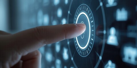 Interacting with digital interface modern technology visual content futuristic environment close-up view user engagement