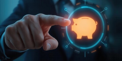 Financial strategy highlighting savings business environment digital interface professional setting innovative concept