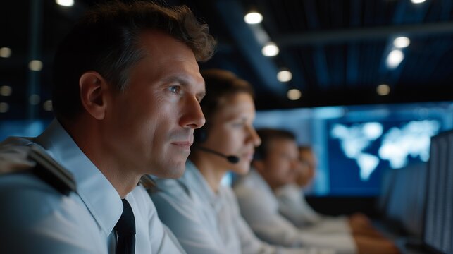 Team of IT experts collaborating to respond to simultaneous virus notifications, showing determination and stress, symbolizing high-stakes cybersecurity management, network protection, and malware