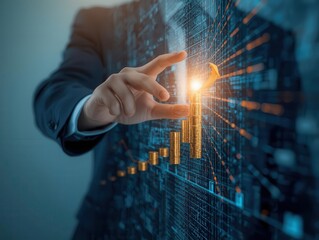 Business growth action financial market digital illustration corporate environment close-up view investment strategy
