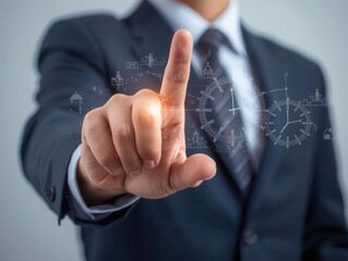 Interacting with digital data office environment business concept professional setting futuristic viewpoint