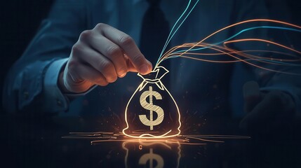 Financial strategy and investment insight digital workspace graphic design dark environment close-up view wealth concept