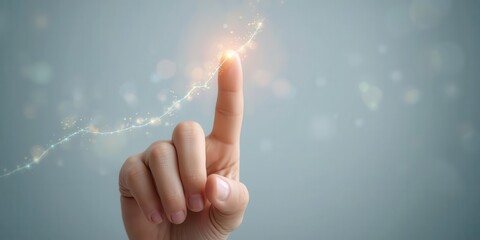 Creative finger gesture signaling innovation abstract background digital art bright environment close-up conceptual inspiration