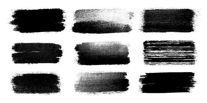 Hand drawn black grunge brush strokes and textured ink marks .Abstract artistic paint smear collection for backgrounds .grunge brush texture set rough, textured and artistic stroke design .