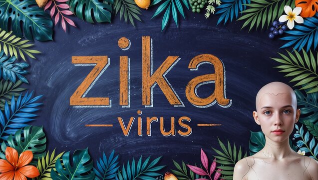 Zika Virus Awareness Concept with Tropical Background