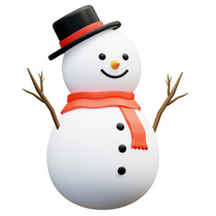 3D Icon Christmas Illustration snowman winter holiday festive snow suitable for seasonal greetings, holiday promotions, and festive designs