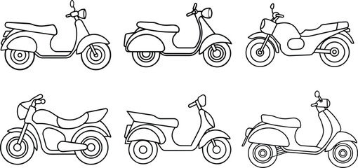 Set of scooter outline vector for urban mobility design