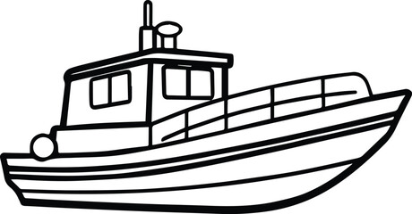 utility boat outline vector for marine service design
