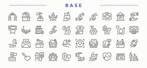 Base line icon set. Celebrity minimal icons collection. Trendy minimal icons. Vip icon pack. Editable vector illustration.